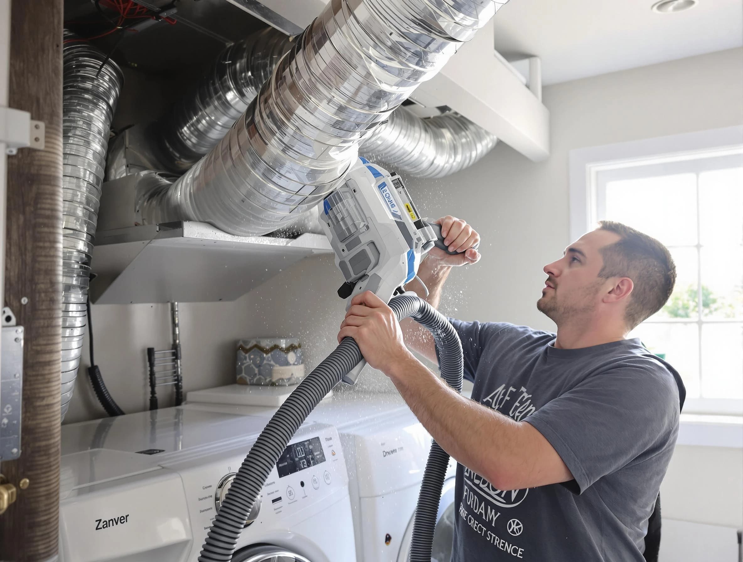 West Mifflin Dryer Vent Cleaning specialist cleaning deep within a dryer vent duct system in West Mifflin